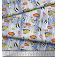 thumbnail image 3 of Soimoi Velvet Fabric Fish & Shells Ocean Print Fabric by The Yard 58 Inch Wide, 3 of 3
