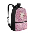 thumbnail image 2 of HUIACONG Pink Floral Axolotl Backpack for Daily School Use Multi Compartment Wear‑Resistant Large Capacity for Elementary Middle School Kids, 2 of 6