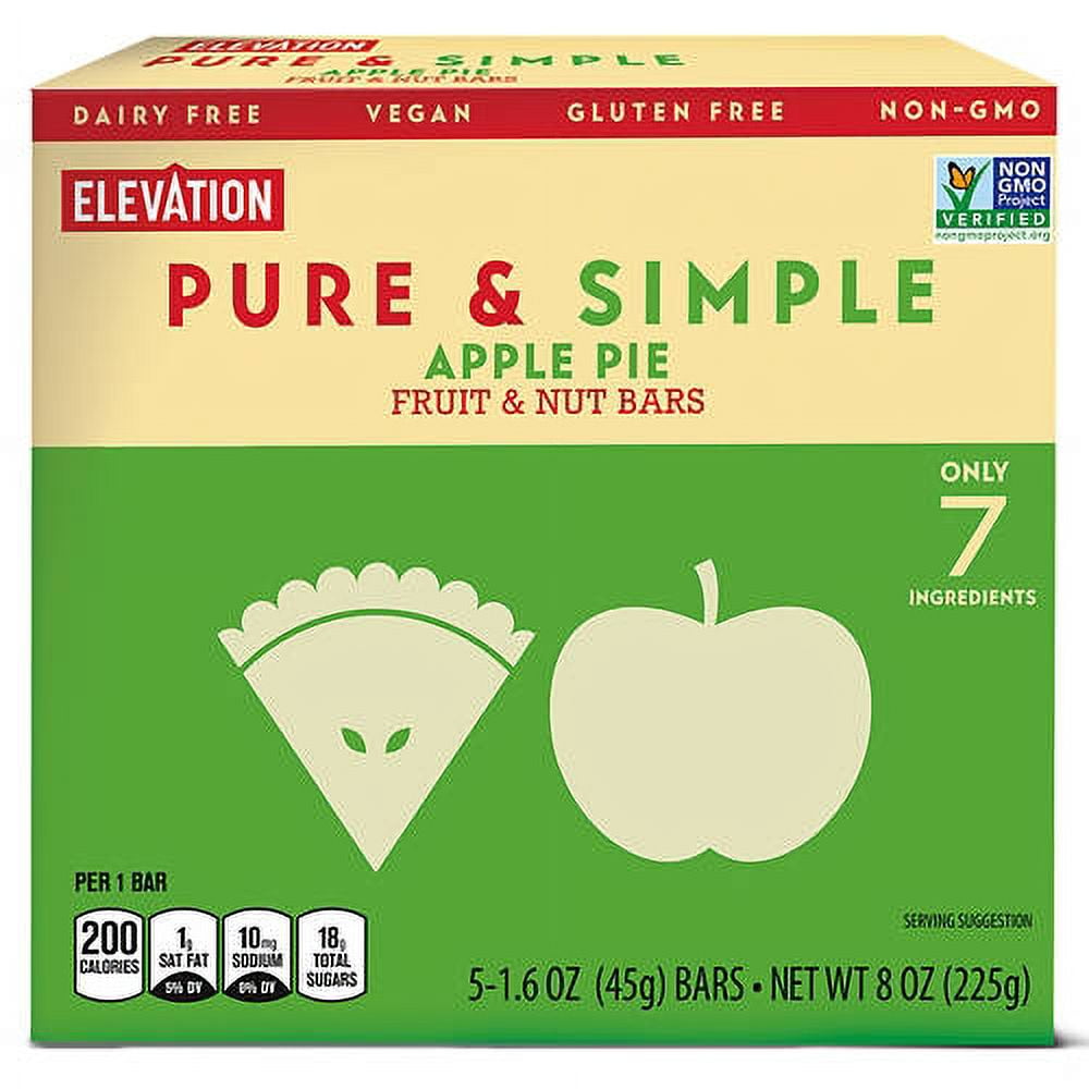 Elevation Apple Pie Fruit and Nut Snack Bars, Pack of 2, 5 Count