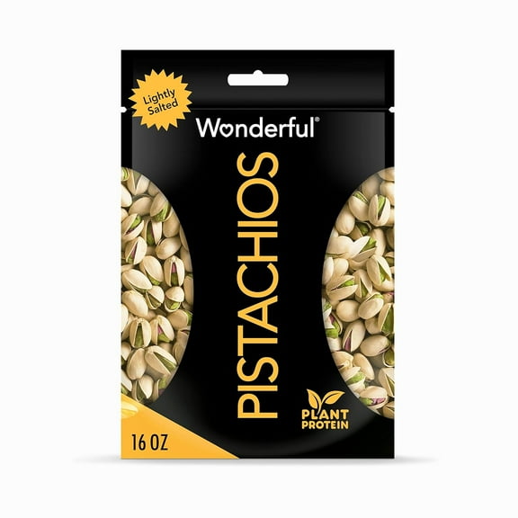 Wonderful Pistachios In Shell, Lightly Salted Nuts, 16 Ounce Resealable Bag, Protein Snacks, Gluten Free, Healthy Food, Office Snacks