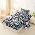 thumbnail image 2 of jejeloiu Sky Floral Twin Sheets For Girls,Soft Print Bedding,Black Blue Yellow,3 Pieces,1 Fitted Sheet and 1 Pillowcase, 2 of 6
