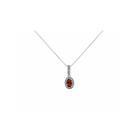 - Diamond & Garnet Pendant Necklace Set in Sterling Silver Stunning Halo Designer SL-LP5313GW-F2