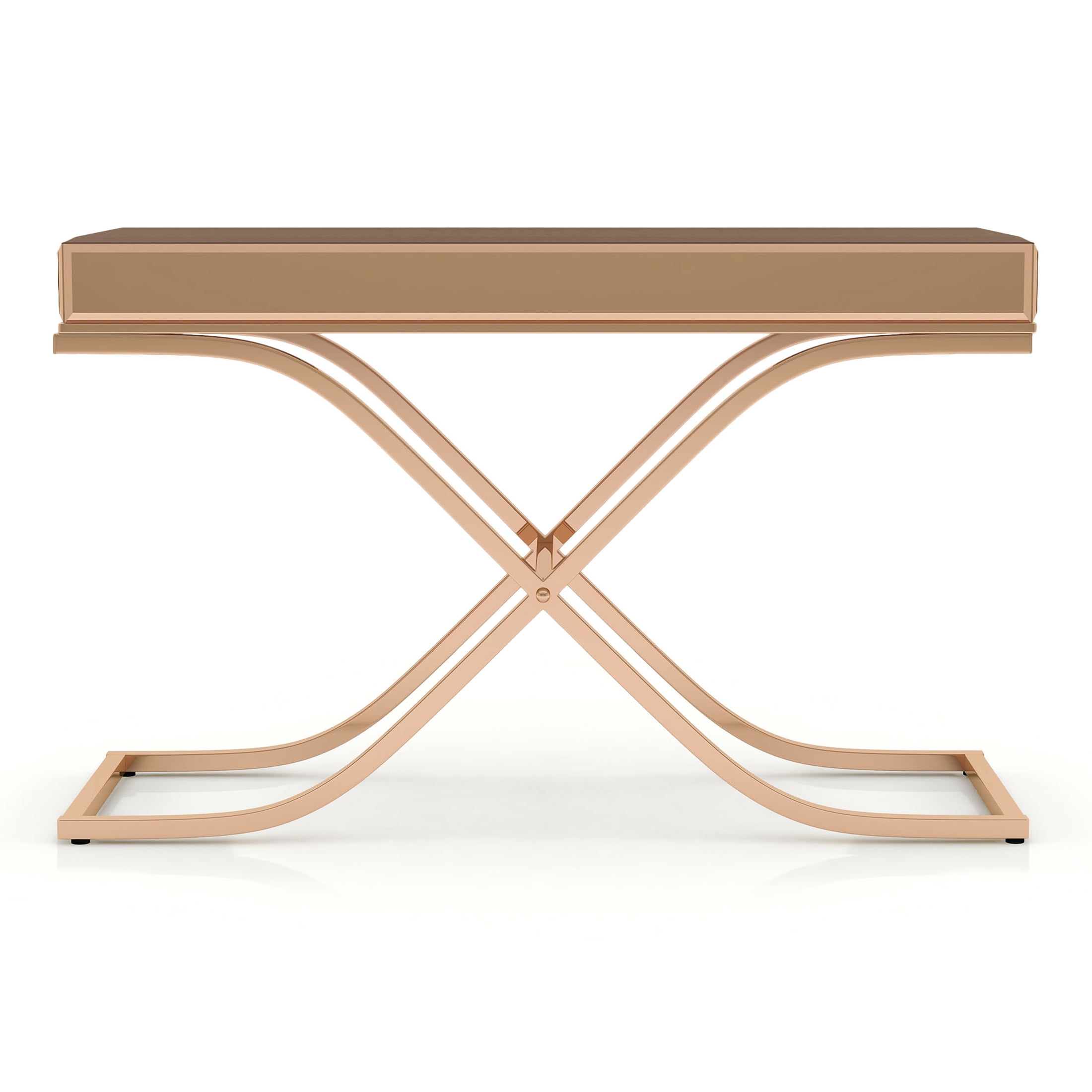Furniture of America Monna Metal X-Cross Leg Console Table, Brass