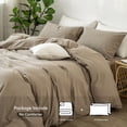 thumbnail image 2 of MooMee Washed Cotton Duvet Cover Set Linen Like Textured Breathable 3-Piece (Light Camel, Oversized King), 2 of 6