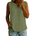 thumbnail image 2 of ClodeEU Women's Sleeveless V Neck Linen Blouse, Casual Loose Fit Breath Summer Tank Top Green,Women's Plus XXL, 2 of 7