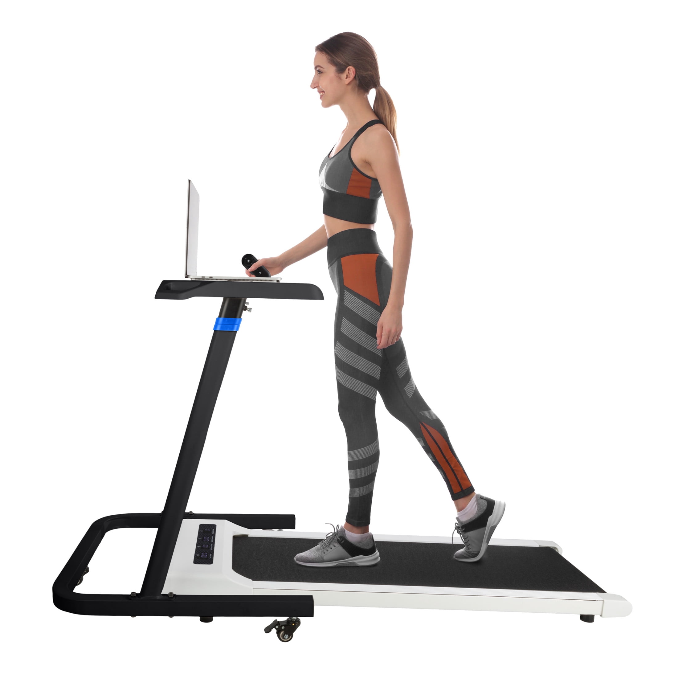 RAD Sportz Walking Pad Treadmill and Standing Desk Workout Set, Black/White