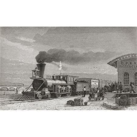 The Railway Station At Omaha, Nebraska, America, Starting Point of The Pacific Railroad, As It Was In 1867 From El Mundo En La Mano Published 1878 Poster Print, 36 x 22 -