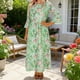 thumbnail image 2 of Mujeres Cuello Redondo Vestido Impreso Casual de Manga Corta Ligero Tejido Fluido para el Uso Diario de Primavera Verano, 2 of 7