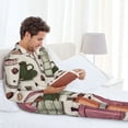 thumbnail image 6 of Lsque Vintage Coffee Pattern Long Sleeve Pajama Set for Men - Soft 2-Piece Sleepwear and Loungewear Set with Pockets, Comfy Nightwear-XX-Large, 6 of 7