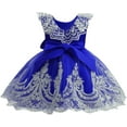 thumbnail image 2 of Baby Girls Flower Pageant Lace Dress Wedding Bowknot Gown with Headwear 0-6T, 2 of 6