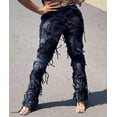 thumbnail image 2 of HLSOHJP Women's Tie Dye Bodycon Pants Casual High Rise Cover in Fringe Tassel Trim Colorful Color Block Long Trousers, 2 of 5