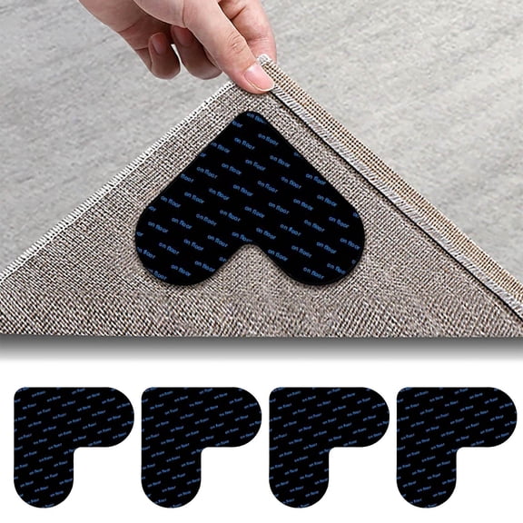 4PCS Rug Gripper for Carpet Home Decor, Rug To Carpet Gripper Rug Stickers, Non Slip Carpet Grippers Rug Grip Tape & Pads