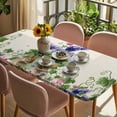 thumbnail image 3 of Spring Easter Table Cloths for 5 Foot Rectangle Tables, Purple Floral Summer Botanical Rustic Patio Waterproof Elastic Fitted Tablecloths, Washable Rectangular Table Cover for Camping, 3 of 8
