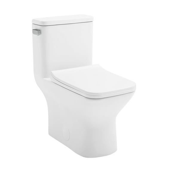 Charme One-Piece Square Toilet Left Side Flush Handle Toilet 1.28 gpf