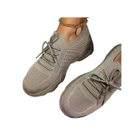 

SIMANLAN Womens Running Shoe Breathable Athletic Shoes Fitness Workout Sneakers Ladies Non-Slip Trainers Women Sport Flats Khaki 5.5