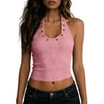 thumbnail image 5 of ClodeEU Women's V Neck Sleeveless Cropped Tank Top ,Casual Summer Crop Top Pink,Women's Plus M, 5 of 8