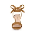 thumbnail image 6 of BLISSFUL STEP Women's Sandals Ankle Tie Back Open Toe Block Heels Brown 6.5, 6 of 8
