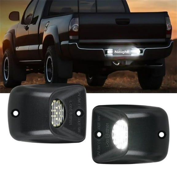 Nilight 2Pcs  LED License Plate Light Lamp Black Housing Compatible with Tacoma 1995-2004 White Lights License Plate Tail Light