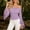 Purple, variant on Women off Shoulder Lace Blouse, Convertible Square Neck Bell Long Sleeve Slim Top, Casual Elegant Shirt for Summer Autumn Dating Daily Outfits Purple L(L)