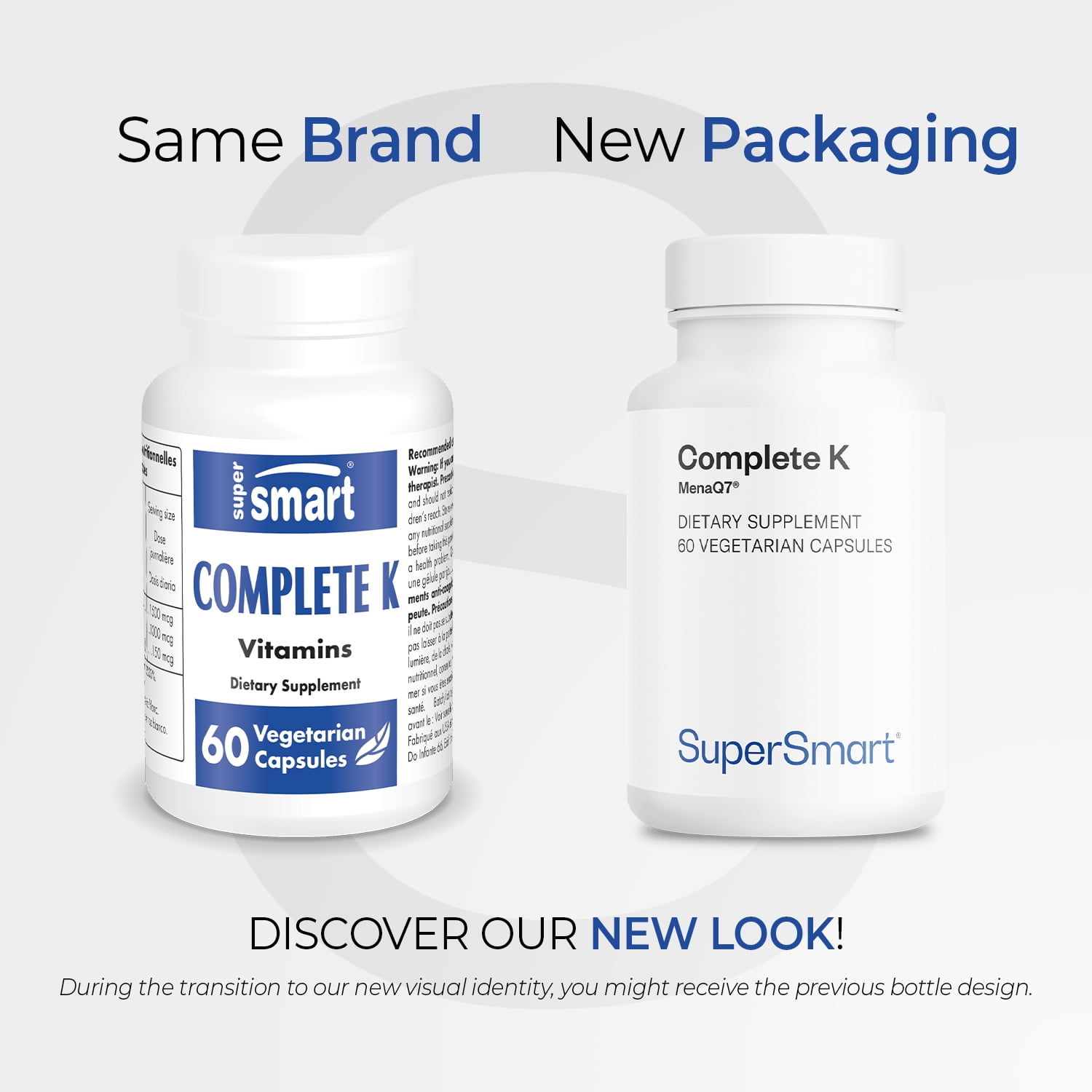 SuperSmart - Complete K - with Vitamin K1, K2 (MK-4 + MK-7) | Non-GMO & Gluten Free - 60 Vegetarian Capsules
