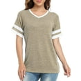 thumbnail image 2 of HTOOQ T-Shirts à Manches Courtes et Col V pour Femmes Été Tuniques Amples Tops Chemises Décontractées, 2 of 5