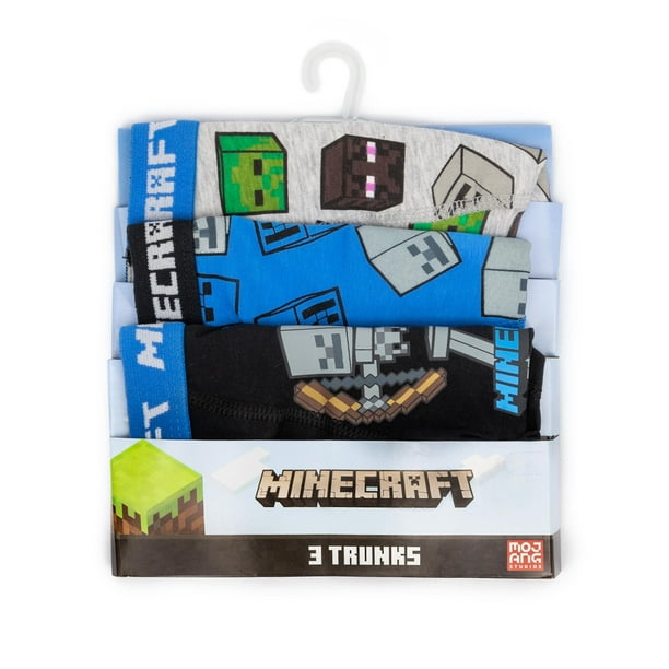 Minecraft Underwear Boys Medium 8 Boxer Briefs 3-Pair Creeper Crew Fun Gift