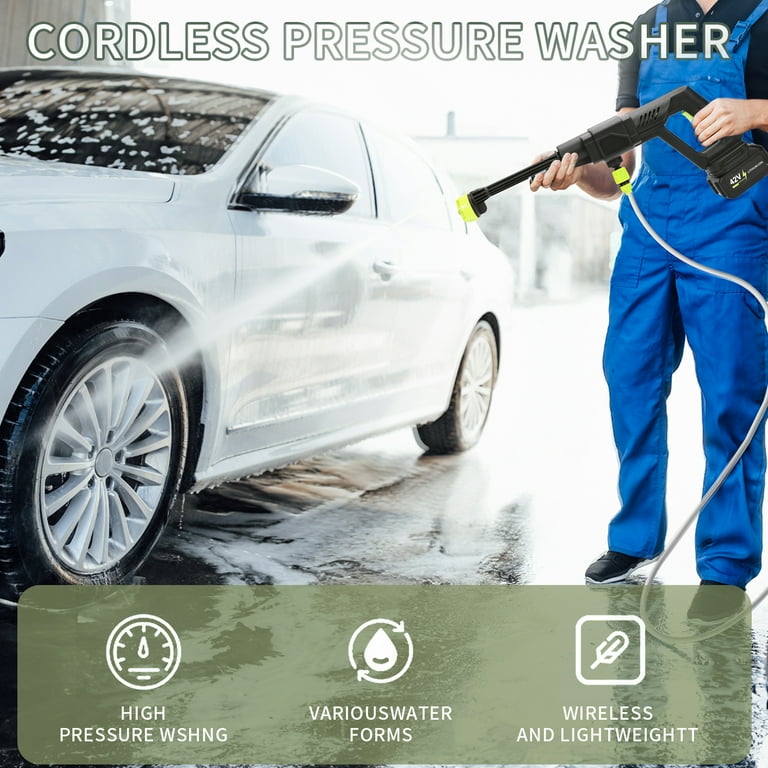 HDJ 42V Cordless Pressure Washer, 800 PSI, 2 Batteries, 6-in-1