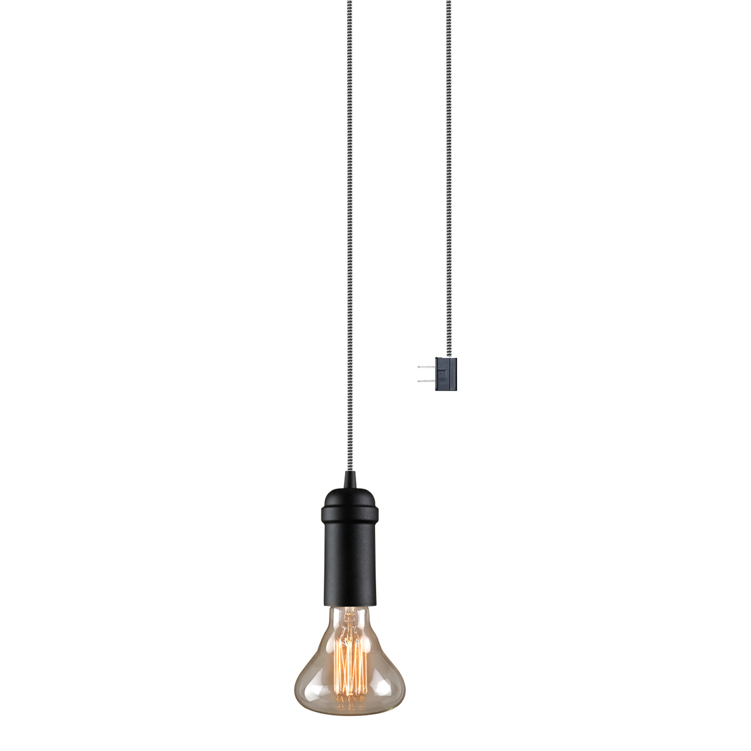 Globe Electric Edison 1Light Matte Black PlugIn Mini Pendant, 65444