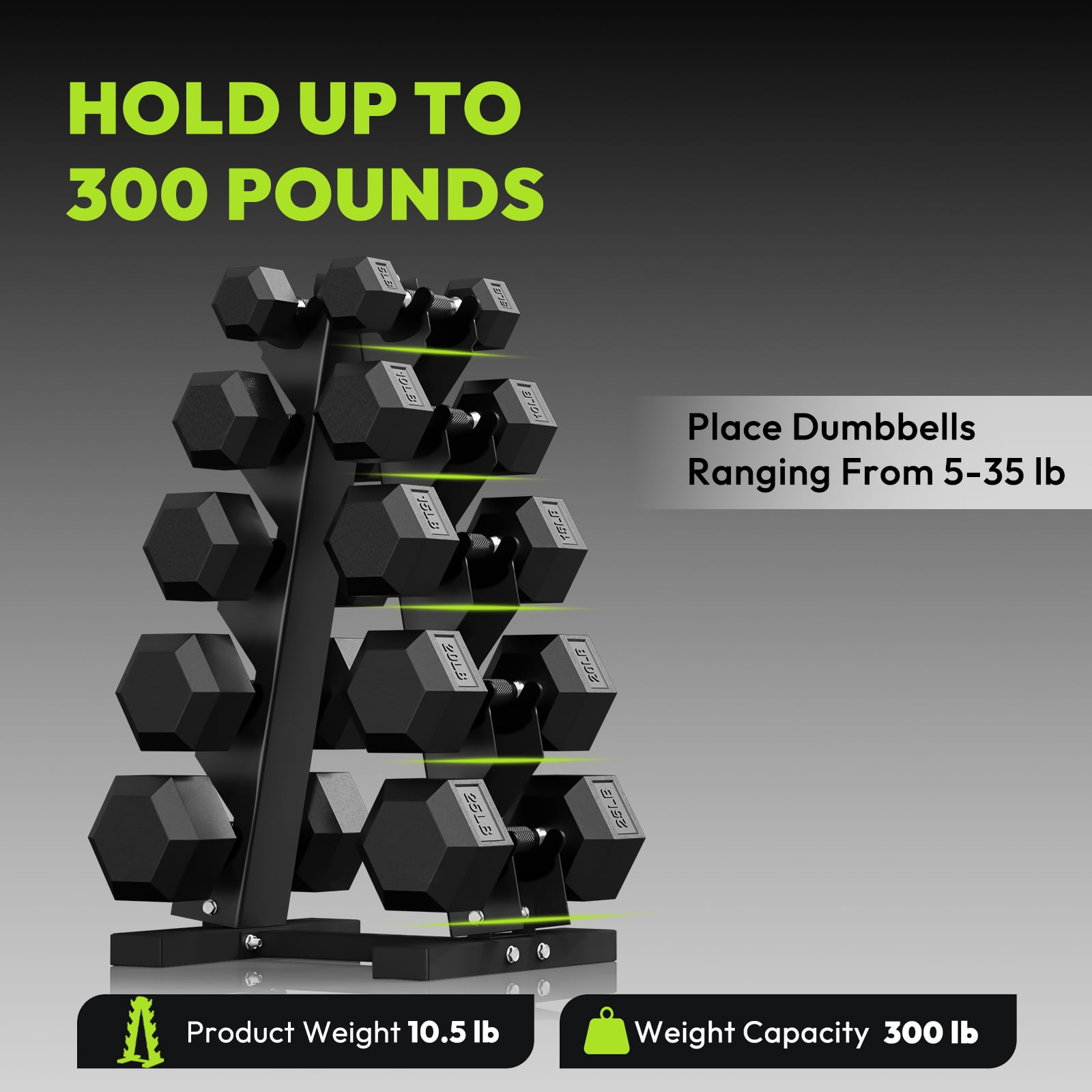 HANDBODE Dumbbell Rack Stand for 5 Pairs, A-Frame Weight Storage Organizer for Home Gym