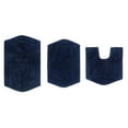 thumbnail image 3 of Home Weavers Waterford Collection 100% Cotton Non-Slip Bathroom Rug Set Machine Washable Bathroom Rug-17"x24", Bath Rug- 21"x34", U Shaped Contour- 20"x20", Navy Color 3 Piece Bath Rug set, 3 of 8