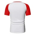 thumbnail image 3 of Aayomet Mens Purple Clothing Mens Spring Summer Casual Sports Color Block Raglan Sleeves Round Neck T Band T Shirts Red,3XL, 3 of 4