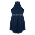thumbnail image 5 of iixpin Kids Girls  Lyrical Dance Dress Sleeveless High-Low Tutu Skirt Ballerina Costume Ballet Gymnastics Leotard Navy Blue 12, 5 of 6