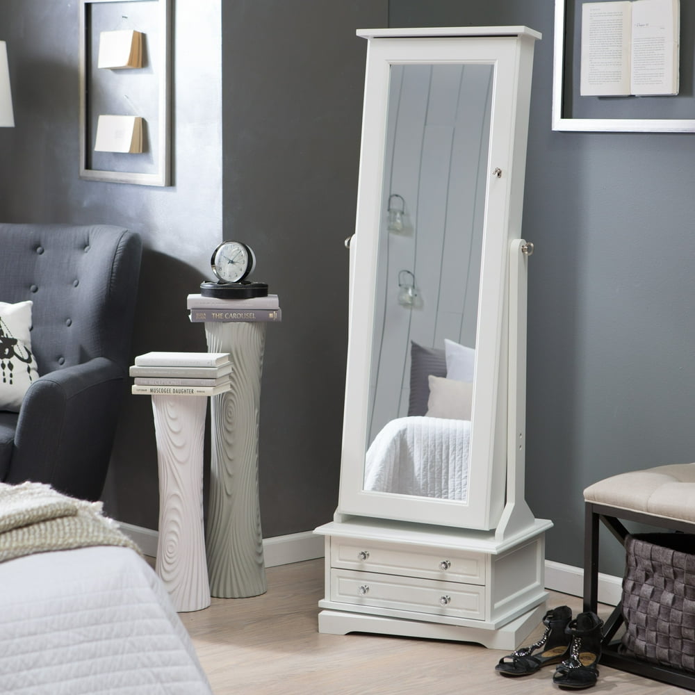 Belham Living Swivel Cheval Mirror Jewelry Armoire White Walmart