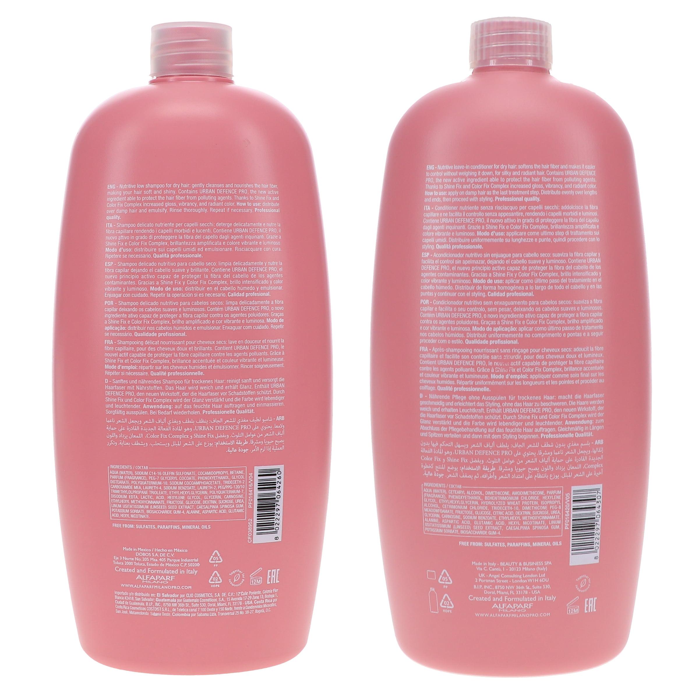 Alfaparf Milano Semi Di Lino Moisture Nutritive Low Shampoo 33.8 oz & Leave-in Conditioner 33.8 oz Combo Pack