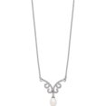 thumbnail image 2 of Sterling Silver Rhod-Plated 8-9mm White Fwc Pearl Cz With 1In Ext. Necklace (16.5 X 32) Made In China qh5206-16.5, 2 of 5