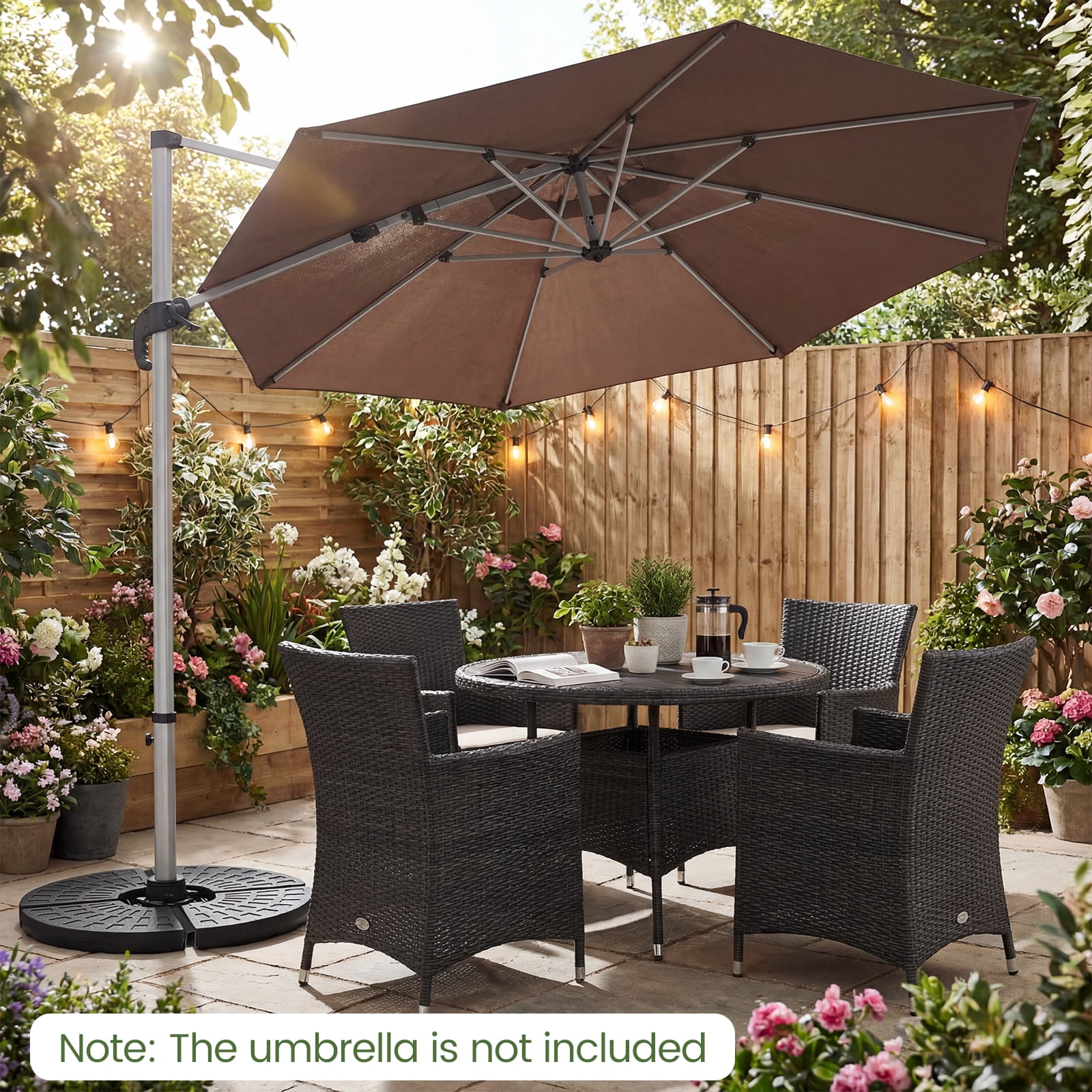 Goplus 4 Plate Patio Offset Umbrella Base Stand Weights Sand/Water Filled Base