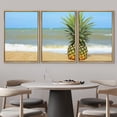 thumbnail image 3 of wall26 - 3 Piece Framed Canvas Wall Art - Pineapple on The Beach with Blue Sky - Modern Home Art Stretched and Framed Ready to Hang - 16"x24"x3 NATURAL, 3 of 5