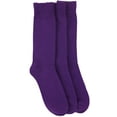 thumbnail image 6 of ToBeInStyle Pack of 3 Unisex Colorful One Size Fits Most Dress Crew Socks - Purple, 6 of 7