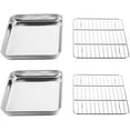 thumbnail image 2 of Wildone Baking Sheet with Rack Set [2 Sheets + 2 Racks], Stainless Steel Cookie Pan baking Tray with Cooling Rack, Size 9 x 7 x 1 Inch, Non Toxic & Heavy Duty & Easy Clean, 2 of 7