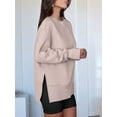 thumbnail image 4 of Womens Oversized Sweatshirts Crew Neck Long Sleeve Shirts Casual Loose Slit Fall Outfits Light Khaki L, 4 of 9
