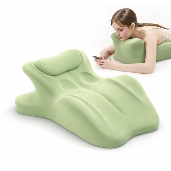 Light Green Multi-Zone Memory Foam Pillow for Full-Body Support, Neck & Back Relief, Ergonomic Adjustable Cushion for Home, Office & Travel