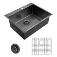 thumbnail image 3 of HausinLuck 25" Gunmetal Black Topmount Kitchen Sink, 16 Gauge Stainless Steel Single Bowl Kitchen Sink, 3 of 10