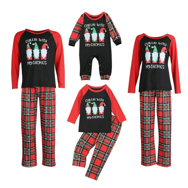 Christmas Family Matching Pajamas Set Adult Kids Baby Gnomes Printed ...