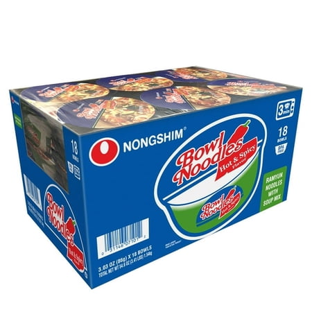Bowl Noodle Hot and Spicy Beef Ramen 3.03 oz., 18 ct.