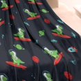 thumbnail image 3 of Black Dinosaurs Space Surfing Pattern Blanket,Comfortable Soft Lamb Wool Throw Blanket,All Season,Warm Lightweight Blankets for Sofa Bed Couch Living Room Chair,30"x40", 3 of 4