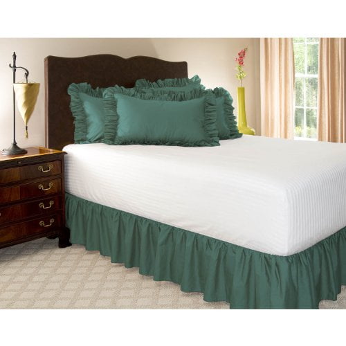 "Haromony Lane Ruffled Bedskirt 21 inch drop, Olympic Queen, Teal Poly/Cotton Dust Ruffle