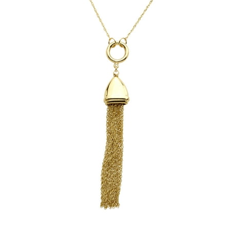 Just Gold Tassel Drop Necklace in 10kt Gold
