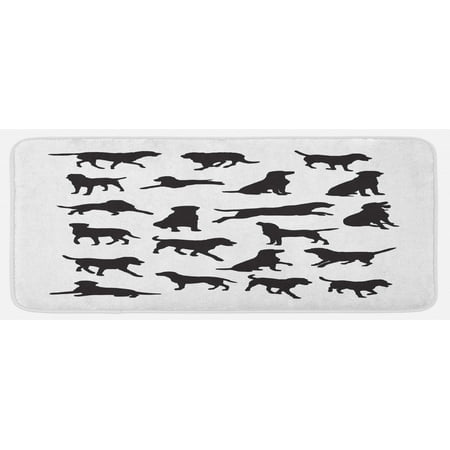 

Labrador Kitchen Mat Black Silhouettes of Pets in Various Positions Friendly Playful Dog Breed Plush Decorative Kitchen Mat with Non Slip Backing 47 X 19 Charcoal Grey White by Ambesonne