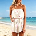 thumbnail image 2 of jiaxiM Jumpsuits for Women Bandeau Rompers Casual Strapless Floral Printed Romper off the Shoulder Summer Overalls Sleeveless One Piece Outfits with Pockets, 2 of 5