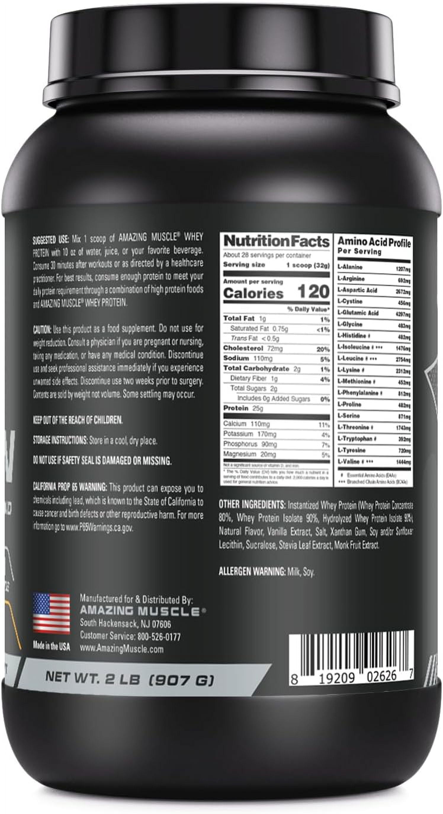 Amazing Muscle Whey Protein (Isolate & Concentrate) 2 Lbs Powder Supplement | Butterscotch Flavor | 28 Serving | Non-GMO | Gluten-Free | Made in USA